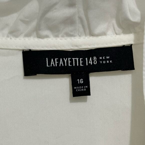 Lafayette 148 New York white ruffle open front topper fit Size 16 - Picture 2 of 7